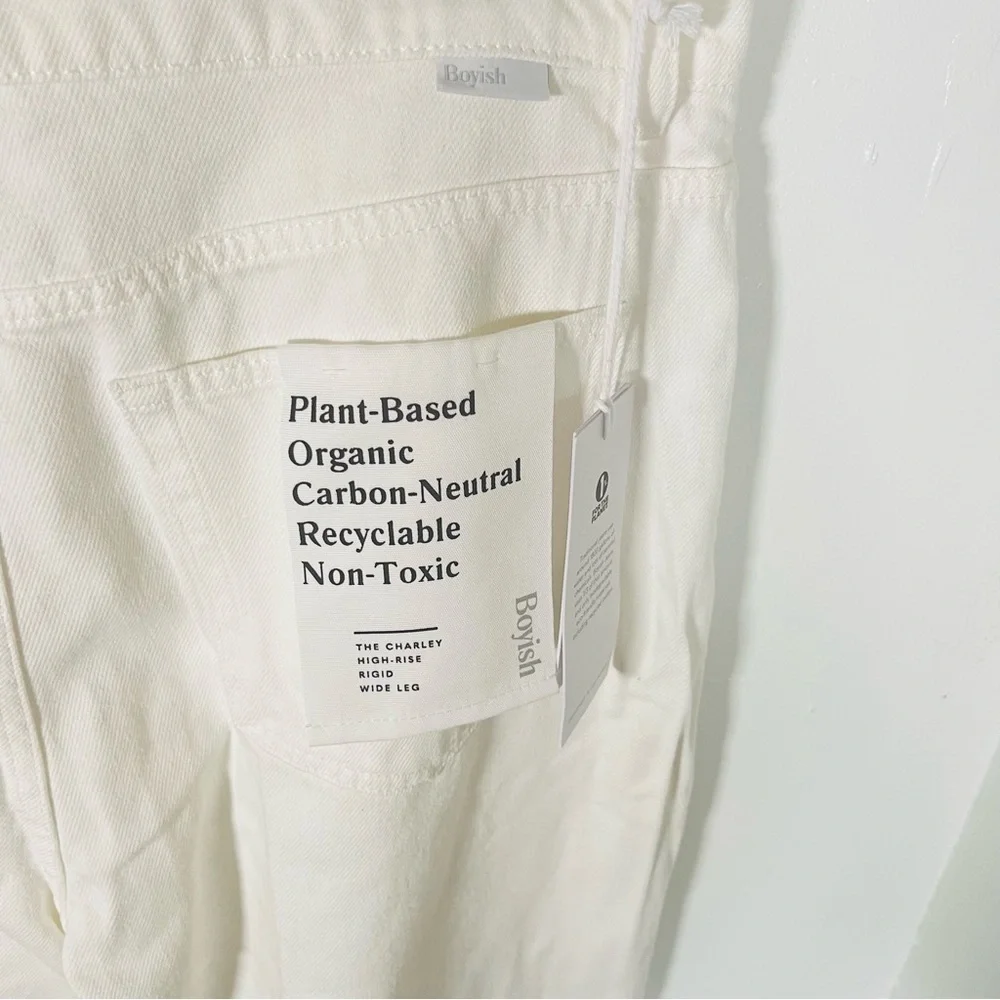 NWT Boyish Charley High Rise Rigid Denim Wide Leg Jeans White